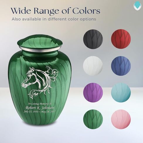 Geturns Embrace Adult Personalized Horse Cremation Urns for Human Ashes I Large Pearl Green Funeral Urn for Men and Women I 200 lbs in Saudi Arabia