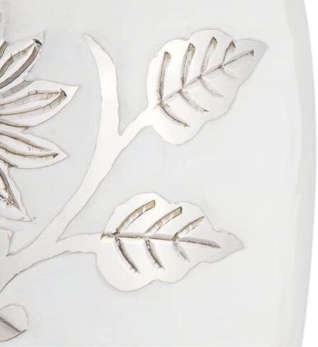 جرة حرق الجثث باللون الأبيض منقوشة حسب الطلب للرماد والنحاس والأبيض والفضي، جرة حرق الجثث بحجم البالغين، ارتفاع 10.5 بوصة in Kuwait