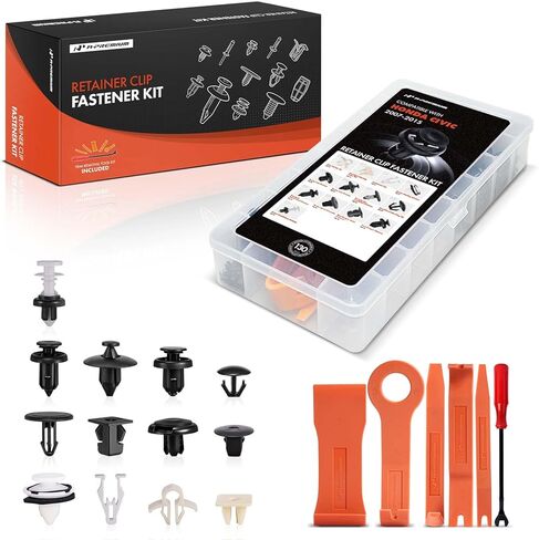 A-Premium 130PCS (13 Sizes/36 oz) Bumper Fender Retainer Clips Kit - Compatible with Honda Civic 07-15 - Hood Weatherstrip Dashboard Splash Shield Push Pin Plastic Nylon Rivet Fastener, w/Removal Tool in Saudi Arabia