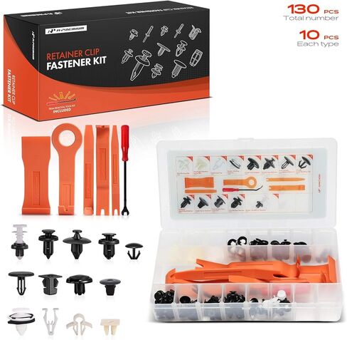 A-Premium 130PCS (13 Sizes/36 oz) Bumper Fender Retainer Clips Kit - Compatible with Honda Civic 07-15 - Hood Weatherstrip Dashboard Splash Shield Push Pin Plastic Nylon Rivet Fastener, w/Removal Tool in Saudi Arabia