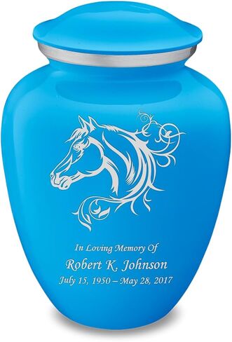 Geturns Embrace Adult Personalized Horse Cremation Urns for Human Ashes I Large Pearl Green Funeral Urn for Men and Women I 200 lbs in Saudi Arabia