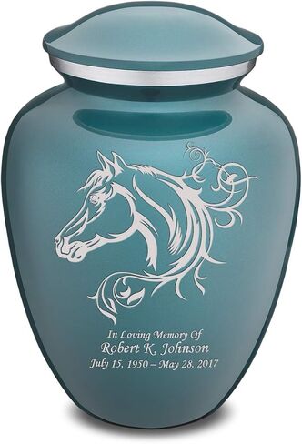 Geturns Embrace Adult Personalized Horse Cremation Urns for Human Ashes I Large Pearl Green Funeral Urn for Men and Women I 200 lbs in Saudi Arabia