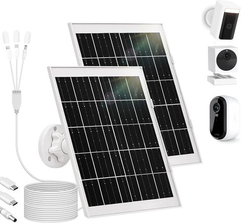 2 Pack 8w Solar Panel for Wyze & Arlo Essential Camera, Compatible with Most Low-Power Wireless Cameras, Solar Charger with 10ft Cable + Adjustable Mount, IP65 Waterproof in Saudi Arabia