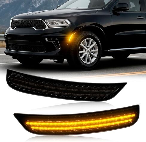D-Lumina 2PCS Upgraded LED Side Marker Lights Compatible With Dodge Durango 2021-2025, Amber 2-Row Front Bumper Marker Lamps, Smoked Lens Driver & Passenger Side Turn Signal Lights in Saudi Arabia