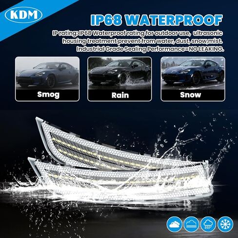 KDM LED Clear Lens Fender Side Marker Reflectors Lights Dual Rows,Compatible for 2022-2025 Subaru BRZ Toyota GR86 Front Bumper Marker Lamp Assembly,Bright White Pack of 2 in Saudi Arabia