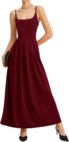 RIHOAS Wine Red Maxi Dress for Women, Elegant Formal Cocktail Party Dress, Wedding Guest Outfit for Valentine's Day in Saudi Arabia