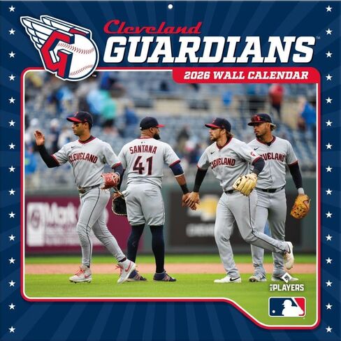 تقويم حائط MLB Cleveland Guardians 2026، 12 بوصة × 12 بوصة، تقويم لمدة 12 شهرًا مع غلاف مثبت in Kuwait