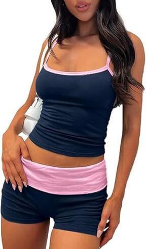 Piacakece طقم صالة نسائي مكون من قطعتين قميص قصير وسروال قصير قابل للطي طقم بيجامة مكون من قطعتين ملابس نوم ملابس نوم Pjs in Kuwait