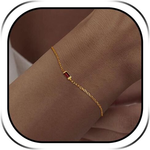 Birthstone Bracelets for Women Birthstone Jewelry Dainty Chain Bracelet 14k Gold Plated Link Birth Stone Charm Bracelets for Women Trendy Stocking Stuffers in Kuwait