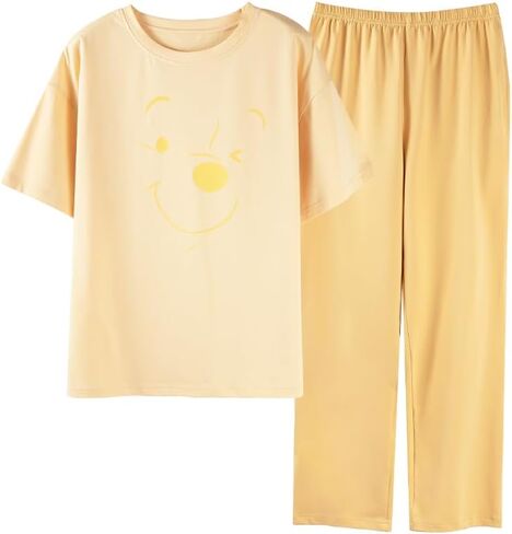 100% Cotton women pajama set 2 Pcs short sleeve pullover top sleepwear long PJ pants Soft Breathable Gift Loungewear Pajamas in Saudi Arabia
