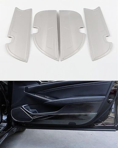 Car Accessories Fit for Honda Accord 10th Gen 2018-2022 Carbon Fiber Pattern Stainless Steel, Door Anti Kick Panel Protector Guard Cover Trim 4PC（Silver） in Saudi Arabia