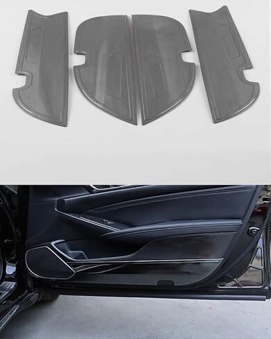 Car Accessories Fit for Honda Accord 10th Gen 2018-2022 Carbon Fiber Pattern Stainless Steel, Door Anti Kick Panel Protector Guard Cover Trim 4PC（Silver） in Saudi Arabia