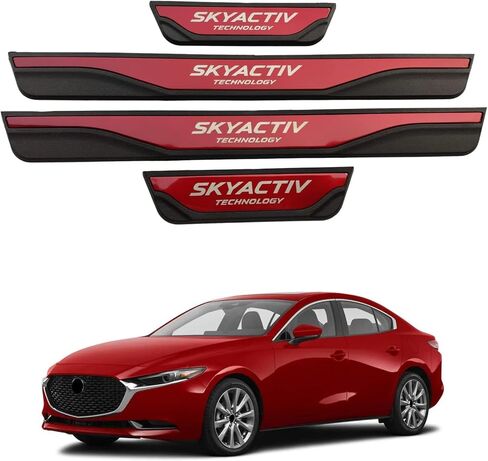 واقي عتبة باب السيارة، لأجزاء إكسسوارات Mazda 3 2015-2025، غطاء لوحة حماية دخول الباب، لوحات ركل ملحقات داخلية للسيارات مجموعة 4 قطع (فضي) in Kuwait