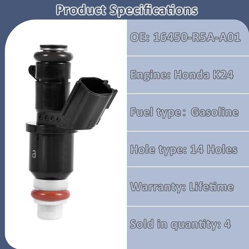16450-R5A-A01 Fuel Injectors,Compatible with/Honda 2.4 CRV 2012-2014,Set of 4 in Kuwait