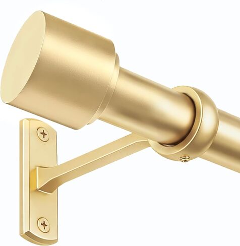 18-150 Inch Curtain Rods, No Drill Easy Installation, 1 Inch Diameter, Adjustable Heavy Duty Rod, Gold Extra Long Window Rods, Decorative Finials, Wall Brackets in Saudi Arabia