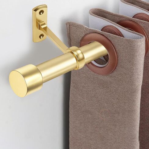 18-150 Inch Curtain Rods, No Drill Easy Installation, 1 Inch Diameter, Adjustable Heavy Duty Rod, Gold Extra Long Window Rods, Decorative Finials, Wall Brackets in Saudi Arabia