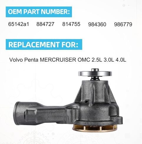3854017 (المكره البرونزي، محمل C&U) مضخة مياه متداولة 2.5L 3.0L 4.0L لسيارة فولفو Penta GL، Mercruiser، OMC، GM Marine 110 120 140 165، يستبدل # 65142A1 884727 814755 984360 986779 814755 in Saudi Arabia
