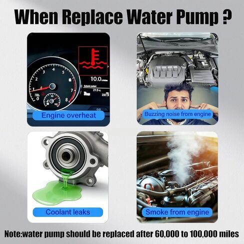 Electric Engine Water Pump Assembly With Thermostat 11517632426 Compatible With BMW 335i 335is 335xi 535i 535xi X1 X4 X6 2007-2016 3.0L Replaces 11517563659 11517588885 11519455978 in Kuwait