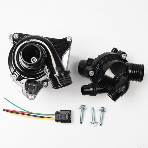 Electric Engine Water Pump Assembly With Thermostat 11517632426 Compatible With BMW 335i 335is 335xi 535i 535xi X1 X4 X6 2007-2016 3.0L Replaces 11517563659 11517588885 11519455978 in Kuwait