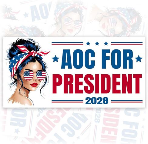 AOC for President 2028 | Bumper Sticker or Car Magnet | Alexandria OcasioCortez Democrat Liberal Vote Magnetic Bumper Sticker for Trucks Cars [7.5x3.75] in Saudi Arabia