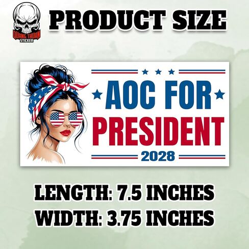 AOC for President 2028 | Bumper Sticker or Car Magnet | Alexandria OcasioCortez Democrat Liberal Vote Magnetic Bumper Sticker for Trucks Cars [7.5x3.75] in Saudi Arabia