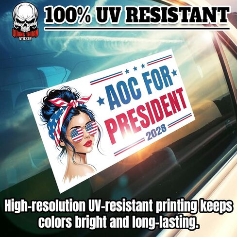 AOC for President 2028 | Bumper Sticker or Car Magnet | Alexandria OcasioCortez Democrat Liberal Vote Magnetic Bumper Sticker for Trucks Cars [7.5x3.75] in Saudi Arabia