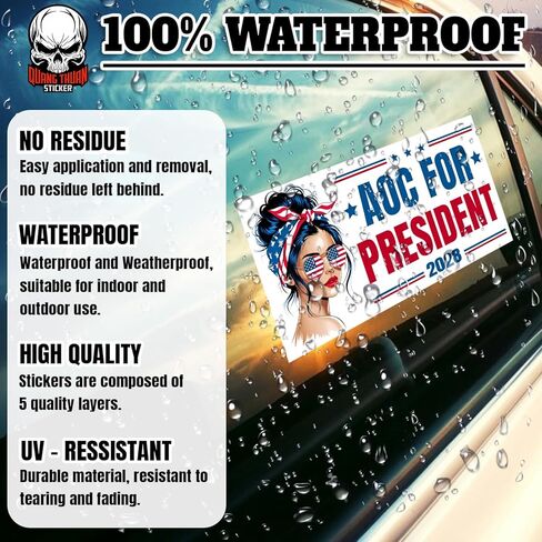 AOC for President 2028 | Bumper Sticker or Car Magnet | Alexandria OcasioCortez Democrat Liberal Vote Magnetic Bumper Sticker for Trucks Cars [7.5x3.75] in Saudi Arabia