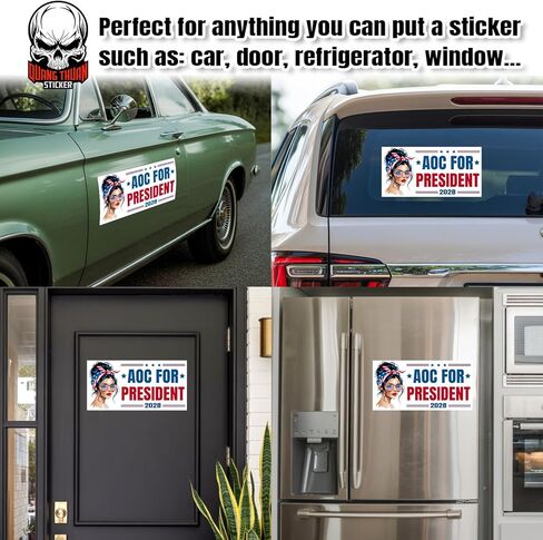 AOC for President 2028 | Bumper Sticker or Car Magnet | Alexandria OcasioCortez Democrat Liberal Vote Magnetic Bumper Sticker for Trucks Cars [7.5x3.75] in Saudi Arabia