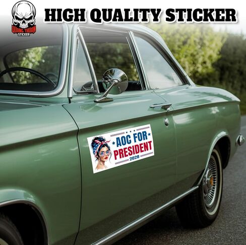 AOC for President 2028 | Bumper Sticker or Car Magnet | Alexandria OcasioCortez Democrat Liberal Vote Magnetic Bumper Sticker for Trucks Cars [7.5x3.75] in Saudi Arabia