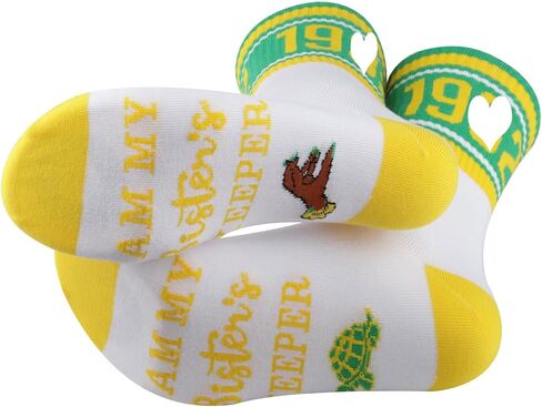 CENWA 1 Pair Green And Yellow Socks Black Nurse Sorority Gift I Am My Sister’s Keeper Socks Gift for Women in Saudi Arabia