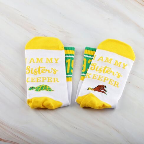 CENWA 1 Pair Green And Yellow Socks Black Nurse Sorority Gift I Am My Sister’s Keeper Socks Gift for Women in Saudi Arabia
