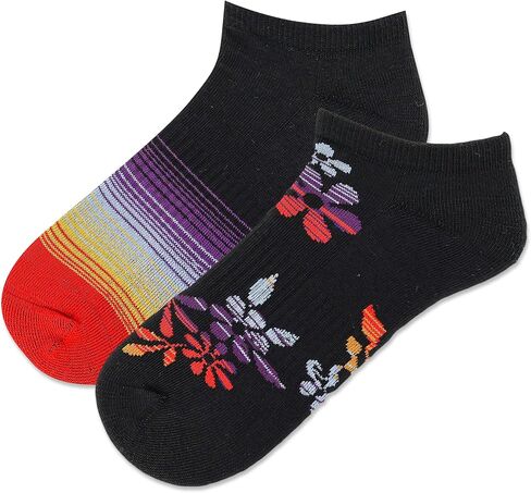 Hot Sox Women's Ombre Floral Low Cut Socks 2 Pair, Black, Women's 9-11 Shoe in Saudi Arabia