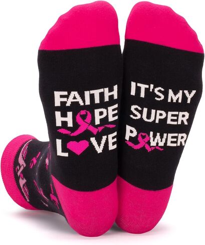 FreeNFond Breast Cancer Socks, Chemo Survivor Comfort Gifts, Awareness Inspirational Gifts for Women Girls Cancer Patients in Kuwait