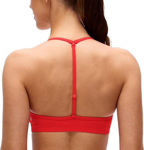 CRZ YOGA Butterluxe Soft Double Lined T-Back Sports Bras for Women - V Neck Adjustable Strap Yoga Crop Top Casual Non Padded in Saudi Arabia