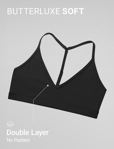 CRZ YOGA Butterluxe Soft Double Lined T-Back Sports Bras for Women - V Neck Adjustable Strap Yoga Crop Top Casual Non Padded in Saudi Arabia
