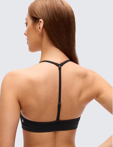 CRZ YOGA Butterluxe Soft Double Lined T-Back Sports Bras for Women - V Neck Adjustable Strap Yoga Crop Top Casual Non Padded in Saudi Arabia