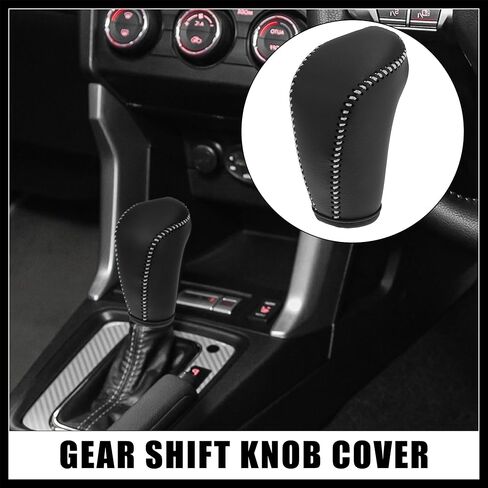 Faux Leather Gear Shift Knob Cover for Subaru Forester for Subaru Impreza for Subaru XV Crosstrek 2013-2015 for Subaru Crosstrek 2016 2017 Black with Gray Line Durable Material in Saudi Arabia