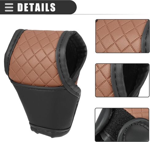 Motoforti Universal Car Gear Shift Cover Shift Knob Cover Gear Stick غطاء ناقل الحركة التلقائي، عصري، جلد صناعي، أسود بني in Saudi Arabia