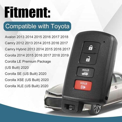 Keyless Entry Smart Prox Remote Key Fob Compatible with Toyota Avalon Camry Corolla 2013-2018 Replaces 281451-0020 G Board FCC ID:HYQ14FBA PN:89904-06140 4 Buttons in Saudi Arabia