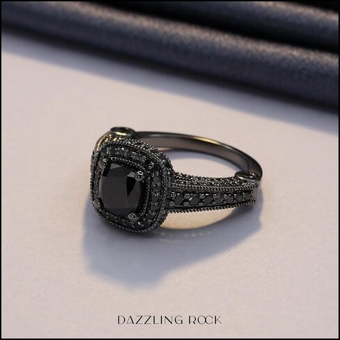 Dazzlingrock Collection 4.50 Ctw Black Rhodium Plated 14K Black Natural Diamond Vintage Halo Engagement Ring 4, Real Solid White Gold in Saudi Arabia