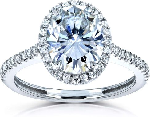 Kobelli Oval Moissanite Halo Engagement Ring 2 1/4 CTW 14k White Gold in Saudi Arabia