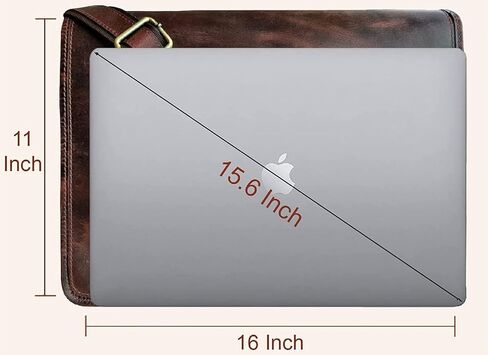 حقيبة ساعي البريد من جلد الجاموس مقاس 15 بوصة، حقيبة كمبيوتر محمول، حقيبة مكتب، هدية للرجال، حقيبة كتف متعثرة للكمبيوتر in Kuwait