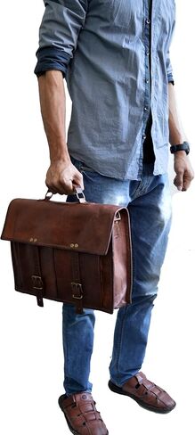 حقيبة كتف جلدية مقاس 15 بوصة، حقيبة كمبيوتر محمول، حقيبة مكتب، هدية للرجال، حقيبة كتف متعثرة للكمبيوتر in Kuwait