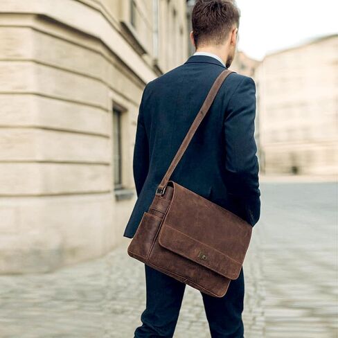 حقيبة ماسنجر جلدية من VC VINTAGE COUTURE للرجال، حقائب كمبيوتر محمول جلدية للرجال والنساء، حقيبة سفر ماسنجر | جلد عتيق in Kuwait