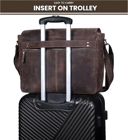 حقيبة ماسنجر جلدية من VC VINTAGE COUTURE للرجال، حقائب كمبيوتر محمول جلدية للرجال والنساء، حقيبة سفر ماسنجر | جلد عتيق in Kuwait