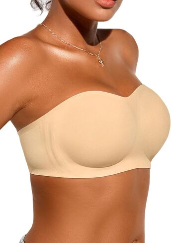 Strapless Jelly Bras for Women - S-XL Seamless Padded Bandeau Bra with Clear Straps Non-Slip Silicone Tube Top Bra in Kuwait