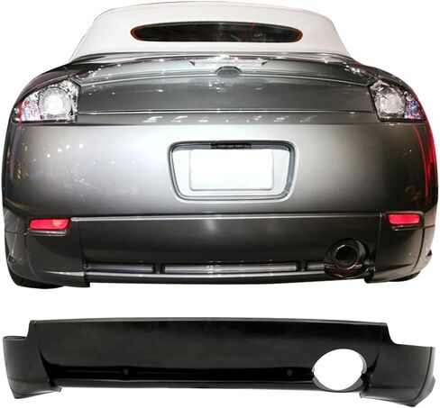 IKON MOTORSPORTS Rear Bumper Lip, Compatible with 2006-2008 Mitsubishi Eclipse, OE Factory Style Polyurethane PU Unpainted Black Rear Lower Spoiler Air Dam Chin Valance Splitter in Saudi Arabia