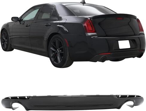 IKON MOTORSPORTS Rear Bumper Lip, Compatible with 2015-2023 Chrysler 300 300C SRT Base W/Round Exhaust, C Style Gloss Black PP Rear Lower Spoiler Air Dam Chin Valance Splitter 1PC in Saudi Arabia