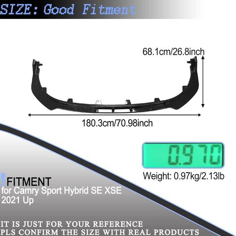 Front Lip Compatible with Toyota Camry Sport [SE,XSE,Hybrid SE,Hybrid XSE,TRD,SE Nightshade] 2021 2022 2023 2024 Front Bumper Lip Splitter Under Chin Spoiler Body Kit Camry Accessories in Kuwait
