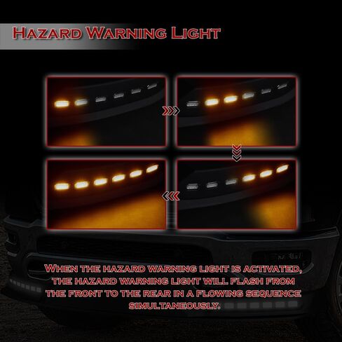 Matte Black Front Bumper Spoiler Lip STP-Style 3PCS ABS Fit for 2019-2024 Ram 1500, Car Mods Replacement Part Assembly, Air Chin Body Kit Splitter, 2020 2021 2022 2023 (w/Sequential LED) in Saudi Arabia